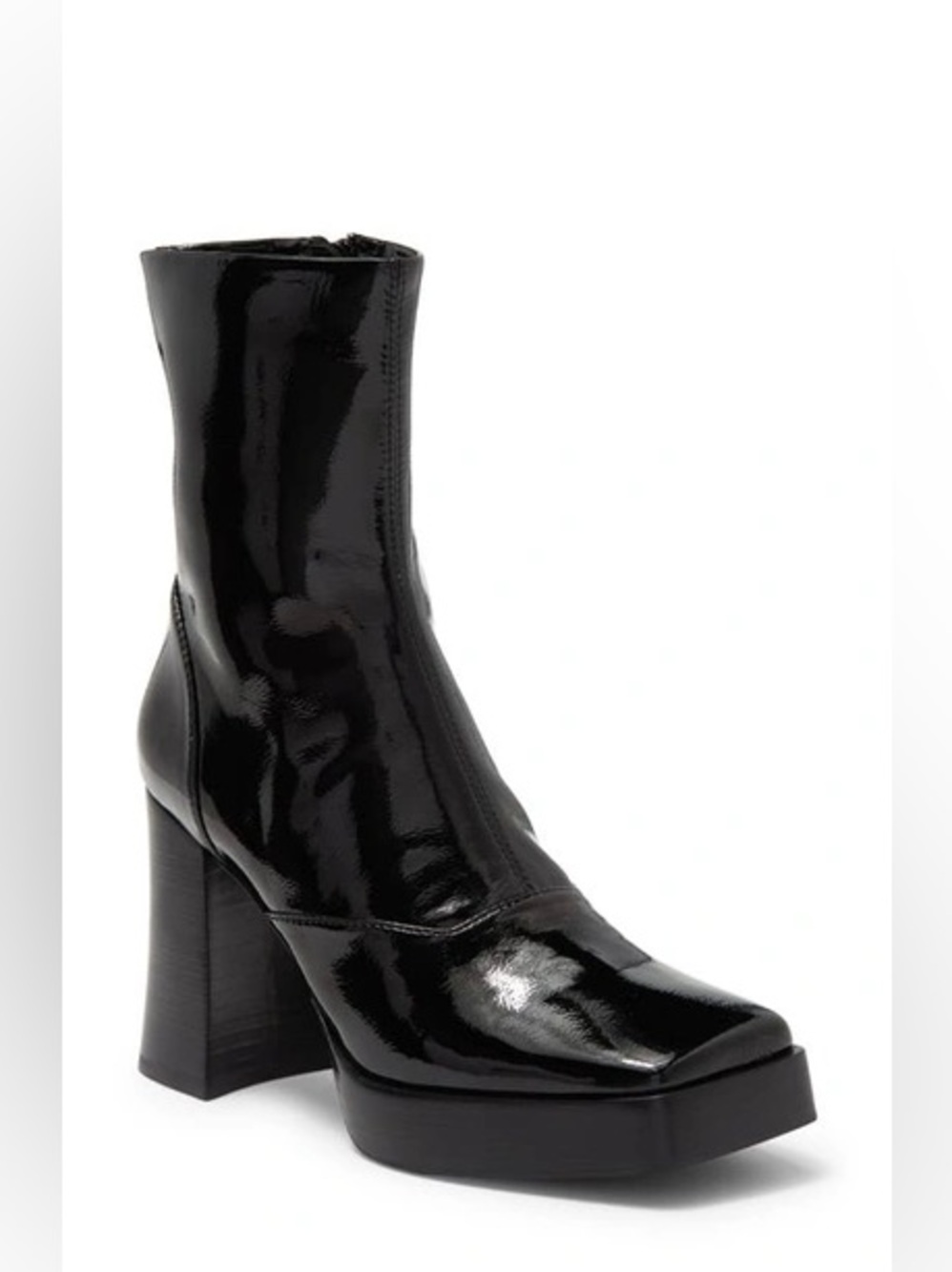 NEW JEFFREY CAMPBELL KALOPSIA BLACK PATENT BLOCK HEEL BOOTIES 5